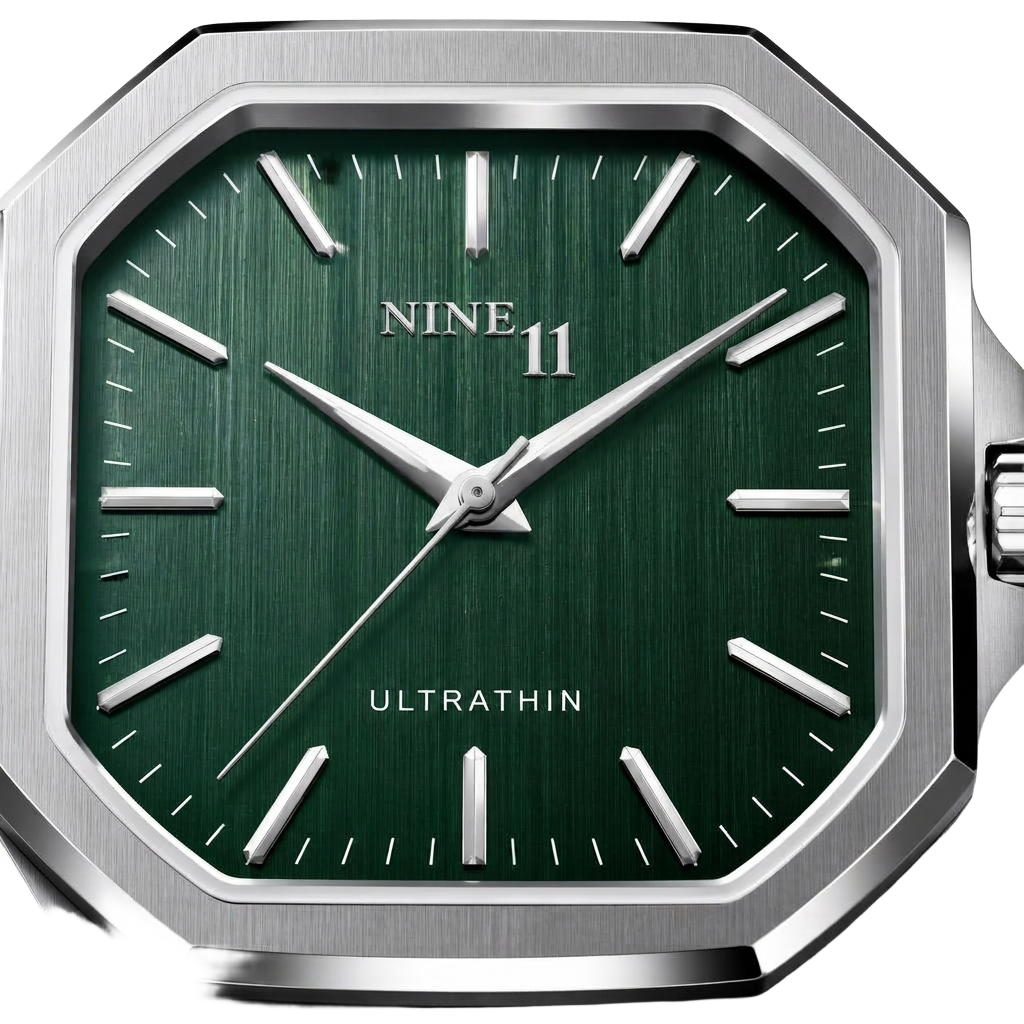 Bottle-green sunburst dial macro
