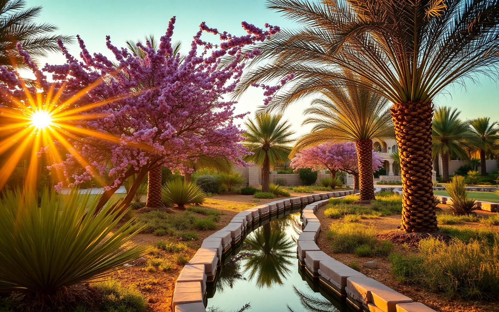 Jacaranda blooms over Al Ain oasis